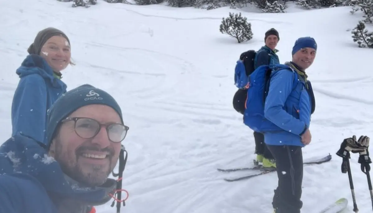 Kurze Pause am oberen Ende der Mulde über der Mooslahneralm | © Peter Langenbacher 2025