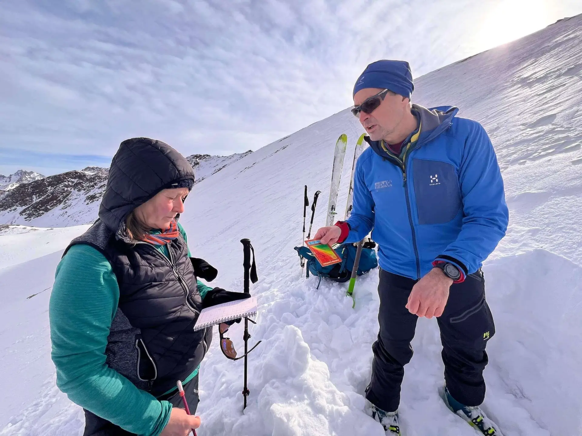 Analyse des Schneeprofils und Probabilistik mit der Snowcard | © DAV Markt Schwaben | Foto Michaela Wörle