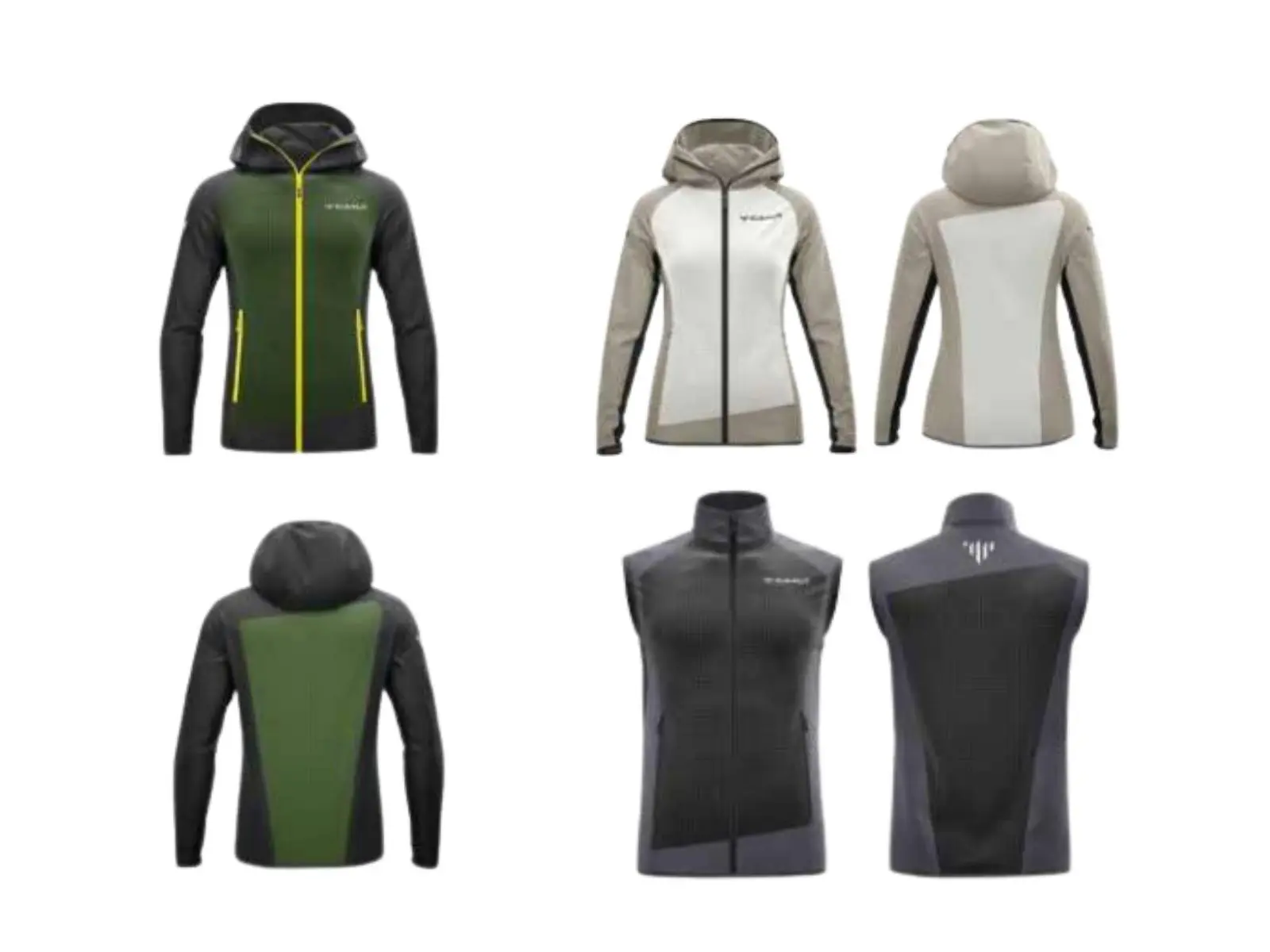Auswahl der verfügbaren Modelle der C.A.M.P. Dalben Softshell-Kollektion mit Hoodie-, Jacken- und Westenvarianten. | © Bildmaterial: C.A.M.P.