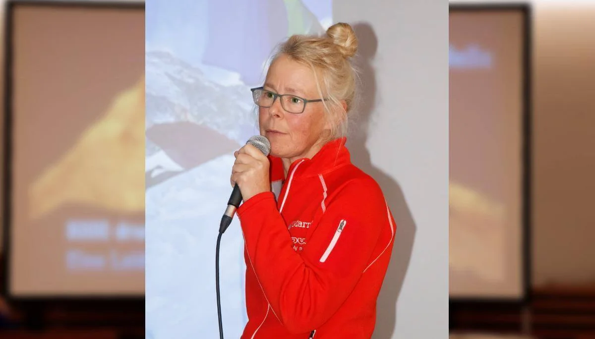 Nahaufnahme von Alix von Melle während ihrer Präsentation der Multivisionsshow | © DAV Markt Schwaben